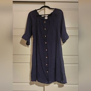 NAIF Elegant Navy Long Sleeve Dress